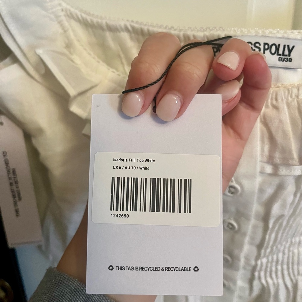 Princess Polly White Ruffle Button Crop Blouse - Picture 3 of 3